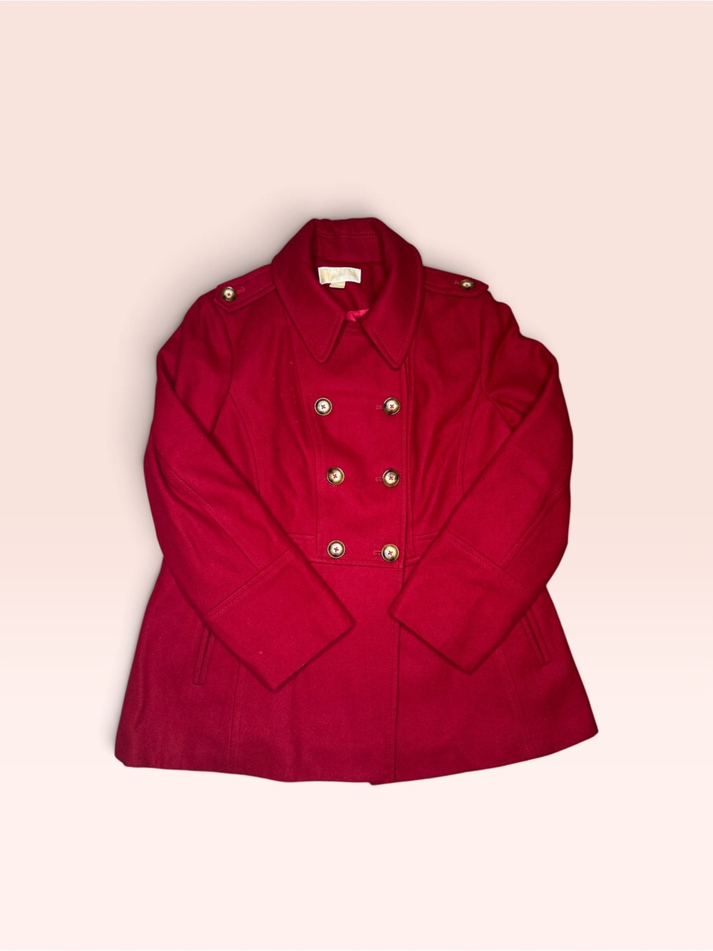 MMK Womens Red Wool Blend Peacoat